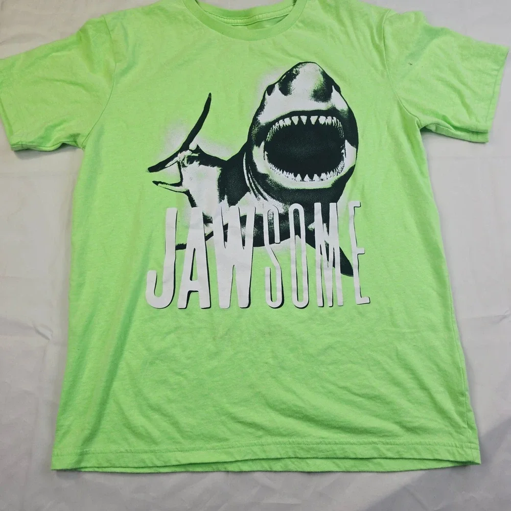 The Children's Place Kids XXL 16 Neon Green Jawsome Shark Graphic T-Shirt B39
